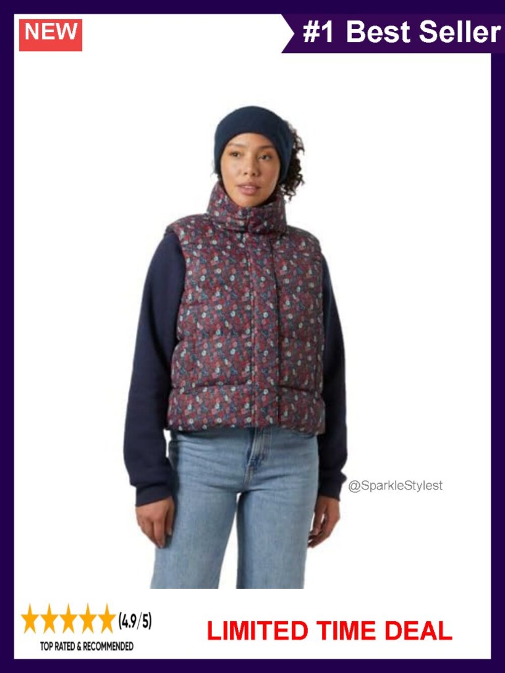 Womens Puffer Vest PrimaLoft Insulated Full Zip Winter Layering